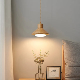Oran - Wood Cone Adjustable Cord Pendant Ceiling Light