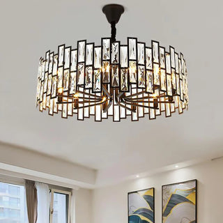 Girllington - Black Round Tiered Glass Ceiling Chandelier