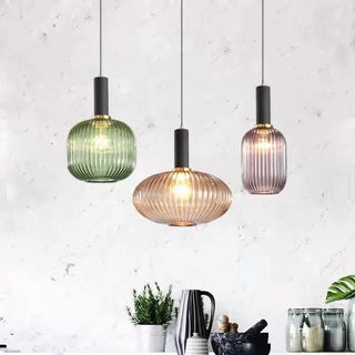 Kiara - Green Patterned Glass Hanging Pendant Ceiling Light