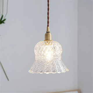 Annie - Vintage Patterned Glass Pendant Ceiling Light