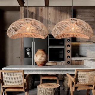 Ostin - Wicker and Rattan Round Pendant Ceiling Light