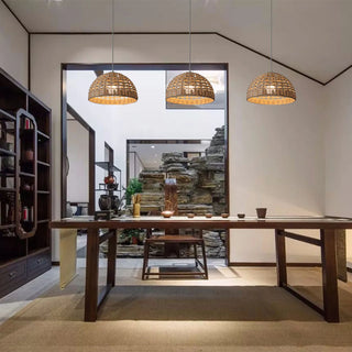 Harry - Rattan Wicker Hanging Dome Pendant Celing Light