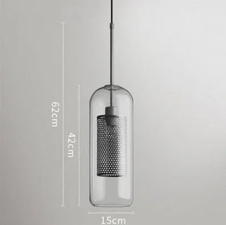 Hesselberg - Round Glass Metal Mesh Caged Bulb Hanging Pendant Ceiling Light