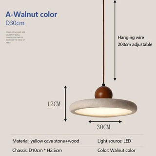 Palmas  - Modern Disc Shape Stone Hanging Brown Cord LED Ceiling Light