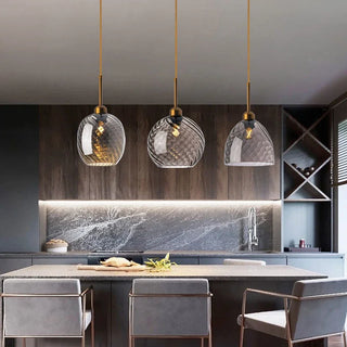 Emerald - Modern Textured Coloured Glass Hanging Pendant Ceiling Light - product image