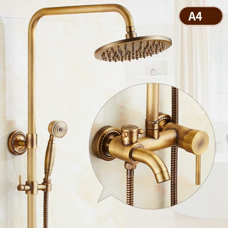 Malaney - Brass Antique Wall Mounted Dual Handle Shower Set