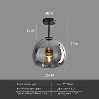 Mollendal - Globe Semi-Flush Mount Glass Ceiling Light with Midnight Black / Gold Fixture