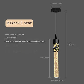 Selma - Modern Crystal Sparkle Pendant Tube Hanging Ceiling Light