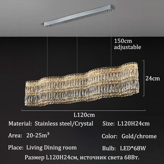 Luxe - Crystal Wave Design Adjustable LED Ceiling Chandelier