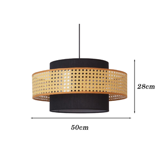 Kheesa - Layered Perforated Woven Cylindrical Hanging Pendant Ceiling Light