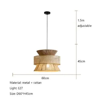 Ghizo - Vintage Wabi Sabi Handmade Hemp Rope  Led Rattan Pendant Light