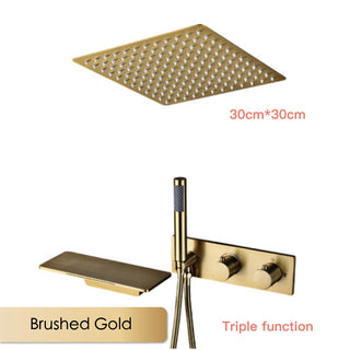 Calantha - Ceiling Mounted Brass Shower Set with Waterfall Head