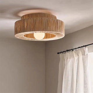 Annaba - Handmade Woven Rattan Round Tiered Ceiling Light