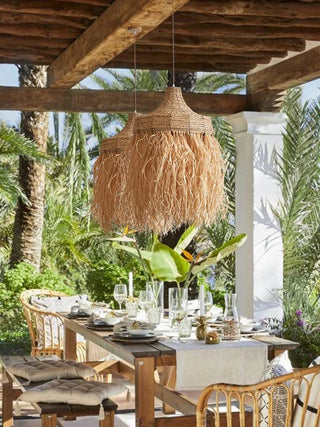 Joselin - Natural Grass Wicker Handmade Round Pendant Ceiling Light