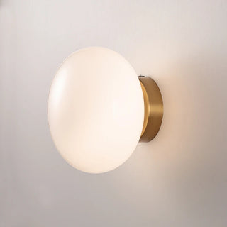 Dion - Minimalistic Circular Glass Gold White Milk Shade Wall Light