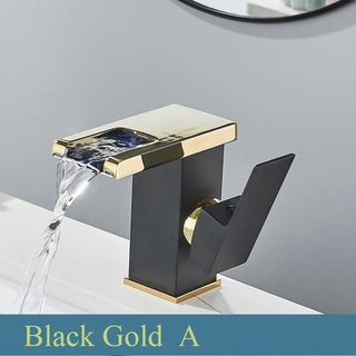 Nicoll - LED Waterfall Matte Black Bathroom Hot and Cold Water Mixer Taps Sink Faucet