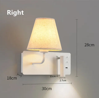 Meda - Modern Fabric Shade Dual Reading Wall Light with USB Charger