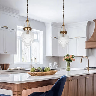 Levon - Patterned Glass Shade Hanging Pendant Ceiling Light