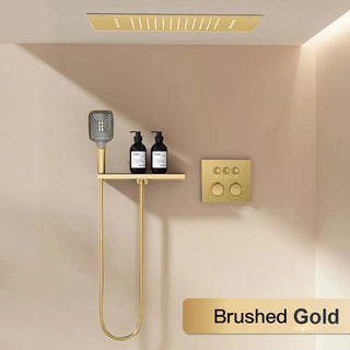 Lazare - Modern Brass Wall Mounted Black Shower System with Thermostatic Controls