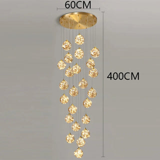 Ayra - Modern Gold Glass Hanging Round Cluster Chandelier