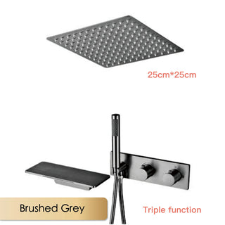 Calantha - Ceiling Mounted Brass Shower Set with Waterfall Head