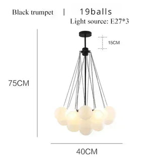 Donya - Frosted Multi Glass Ball Hanging Chain Ceiling Light Chandelier