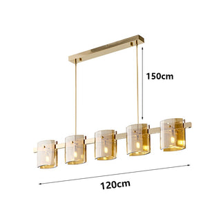 Francois- Hanging Multi Head Tinted Curved Glass Ceiling Light Chandelier