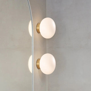 Dion - Minimalistic Circular Glass Gold White Milk Shade Wall Light