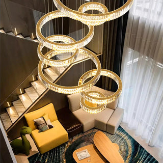 Nurul - Crystal Round Gold Hanging Chandelier