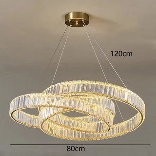 Ripple - Modern Round Gold Crystal Hanging Chandelier