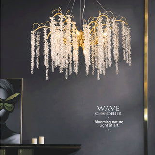 Elysia - Gold Hanging Rectangle Crystal Tassel Ceiling Chandelier