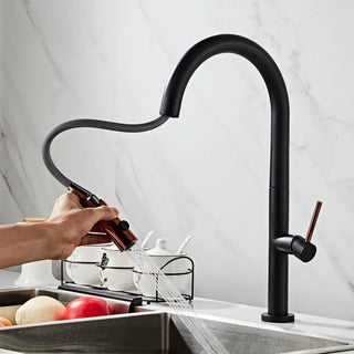 Bastien - Deck Mounted Single Handle Pull Out Modern Mixer Kitchen Tap