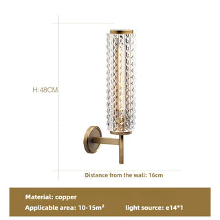 Delilah - Modern Gold Studded Crystal Glass Wall Light