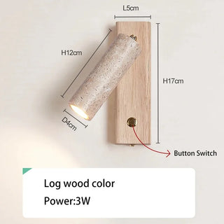 Hellen - Wabi-Sabi Stone Walnut Log Wood Rotatable Wall Light
