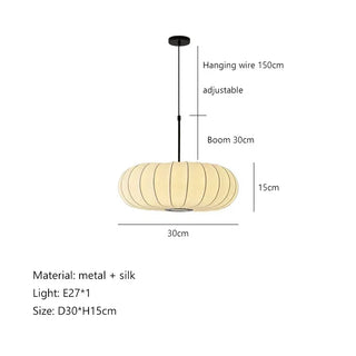 Jackeline - White Silk Pumpkin Ceiling Pendant Light