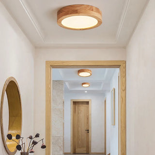 Anaco - Modern Wood Flush Mount Round Ceiling Light