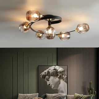 Elodie - Modern Twisted Body Coloured Glass Multi Head Ceiling Light Chandelier