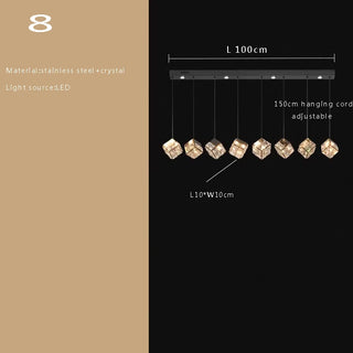 Abby - Crystal Square Box Gold Ceiling Chandelier