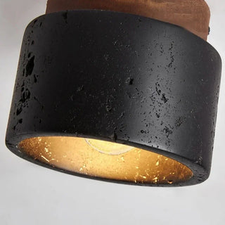 Emilio - Retro Black Stone Flush Mount Wood Ceiling Downlight
