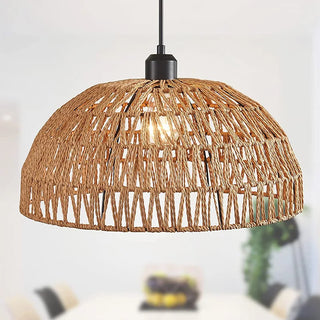 George- Rattan Hemp Rope Woven Hanging Dome Pendant Ceiling Light