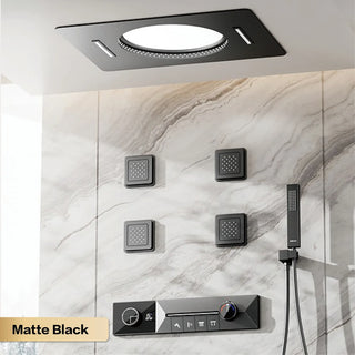 Hesperos  - Brass LED Digital Shower System with Ceiling Mount and Dual Hot & Cold Controls