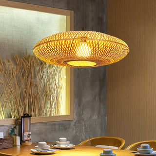 Tucson - Handmade Rattan Woven Bamboo Oval Hanging Pendant Ceiling Light