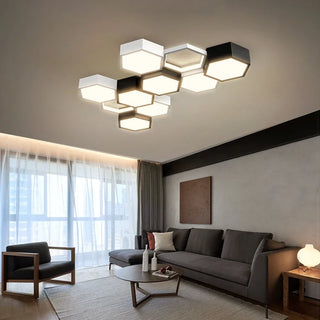 Dushanbe - Minimalist Honeycomb Black & White Combination Ceiling Light