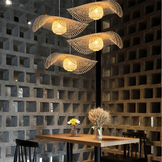 Fresno - Natural Abstract Handwoven Bamboo Hanging Pendant Ceiling Light