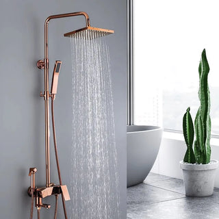 Cinna - Rose Gold Dual Handle Wall Mounted Shower Set with Tub Tap