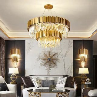 Alessia - Modern Round Gold Crystal Glass Ceiling Light Chandelier