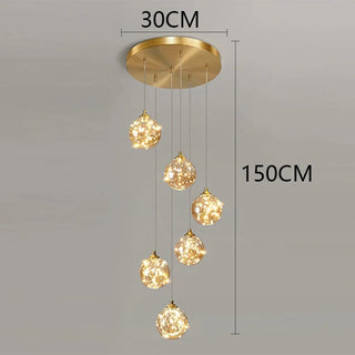 Ayra - Modern Gold Glass Hanging Round Cluster Chandelier