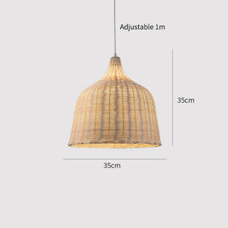 Hamam - Rattan Woven Perforated Dome Bamboo Hanging Pendant Ceiling Light