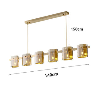 Francois- Hanging Multi Head Tinted Curved Glass Ceiling Light Chandelier