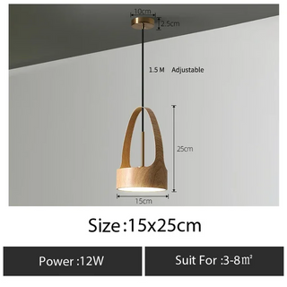 Toros - Wood Grain Patterned Aluminum Bedside Hanging Ceiling Pendant Light